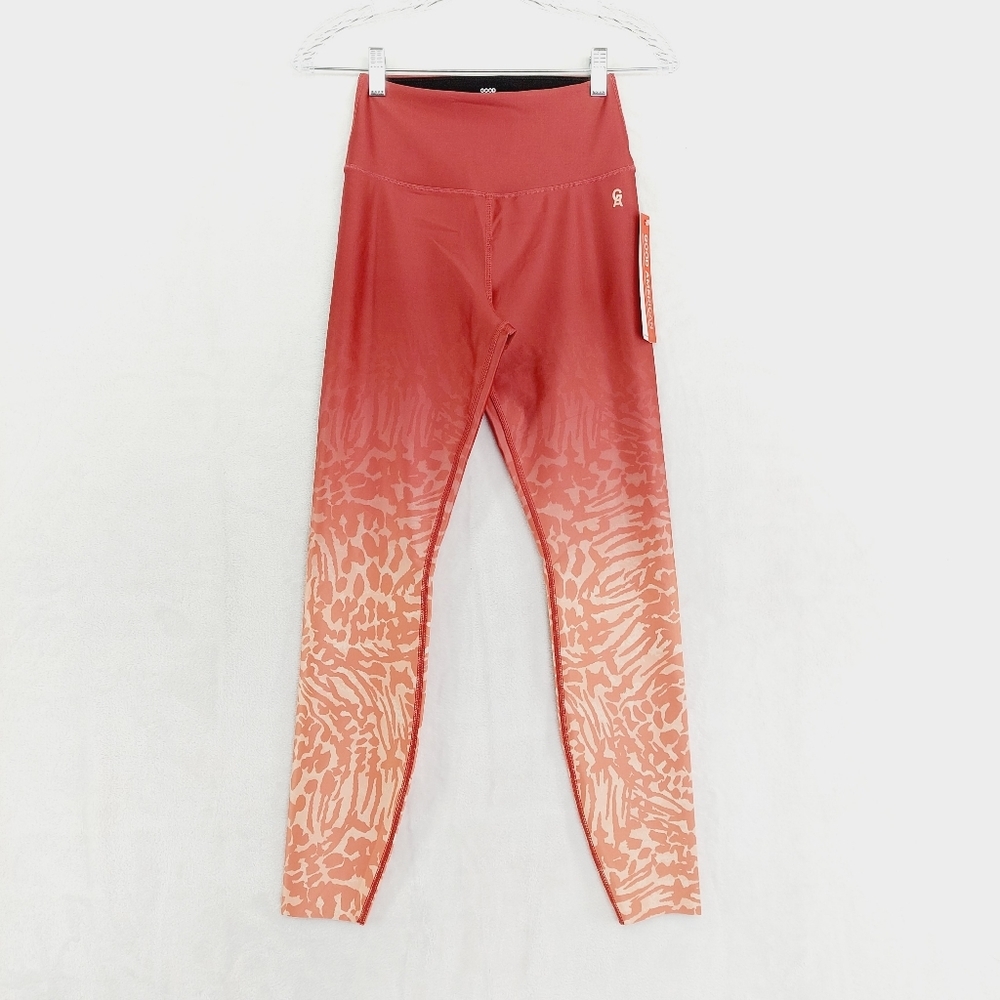 New Good American Red Cream Blend Pattern Athleisure Yoga Comfy Leggings P4035